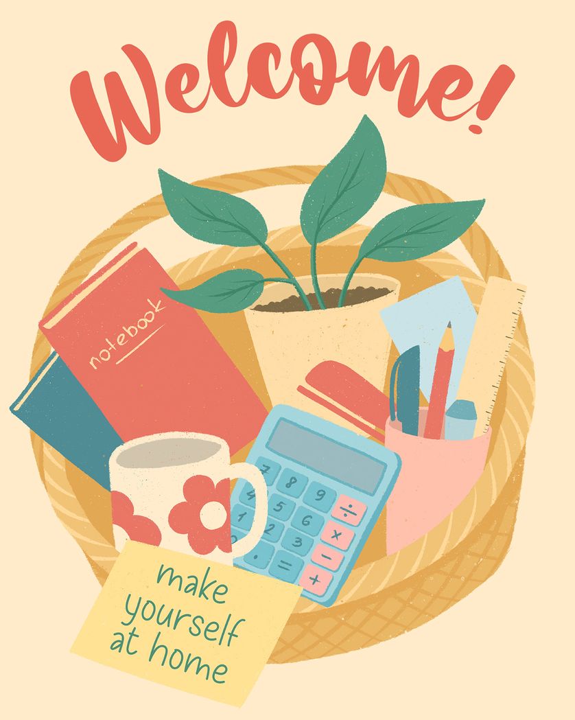 Card design "Welcome basket. - group welcome ecard"