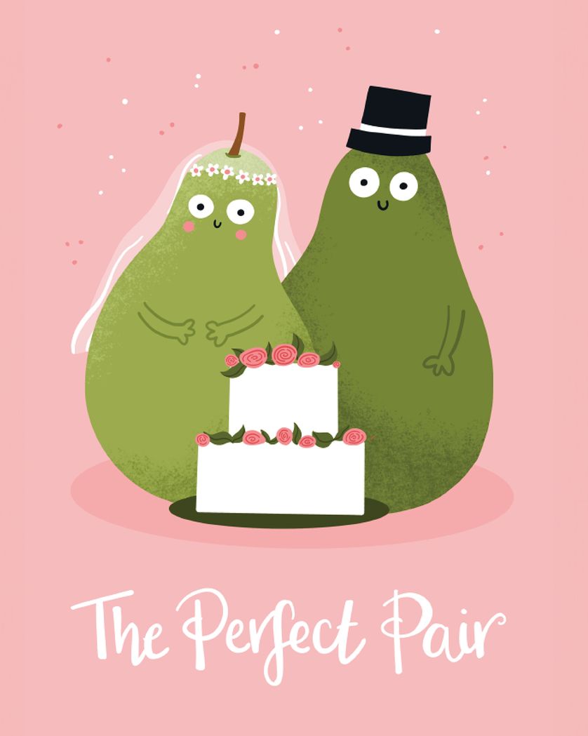 Card design "Perfect pair - group wedding ecard"