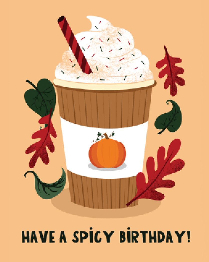 Card design "Pumpkin spice latte - group leaving ecard"