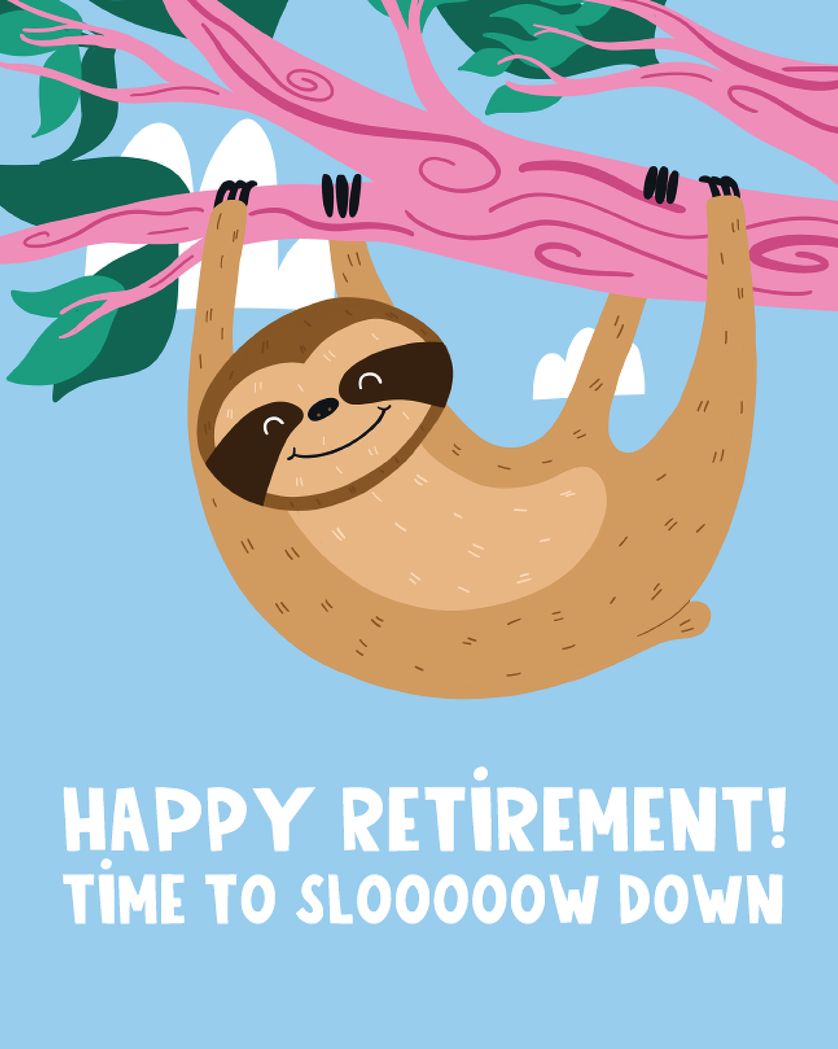 Card design "Sloth - group retirement ecard"