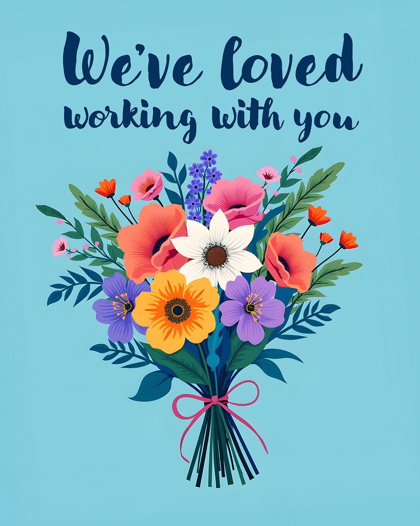 Card design "Bouquet - group leaving and retirement ecard"