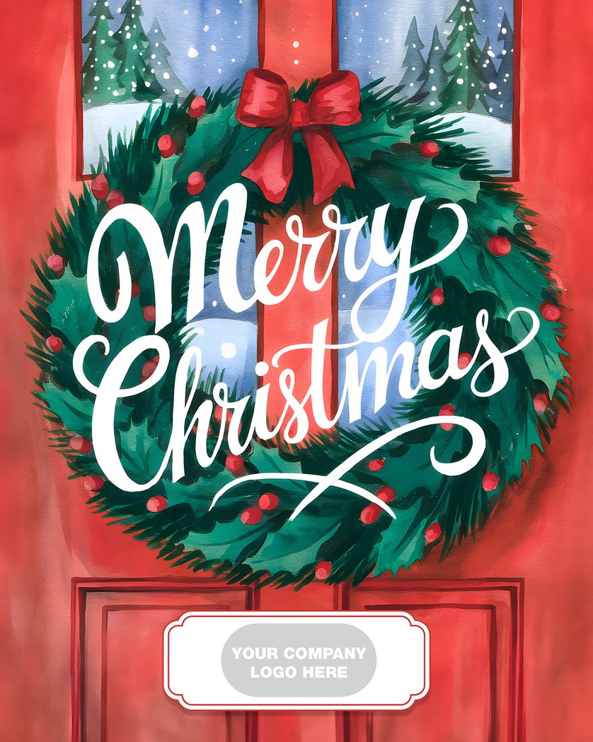 Card design "Christmas Wreath  - personalised company xmas ecard"