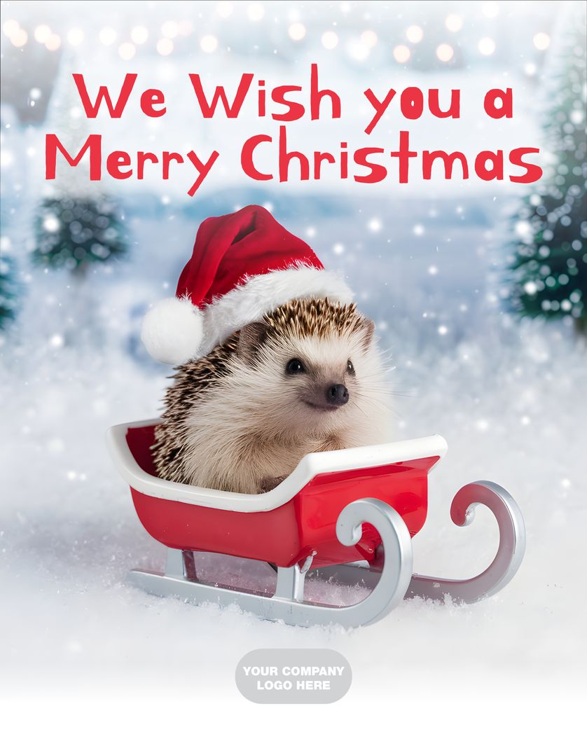 Card design "Sledgehog - group company xmas ecard"