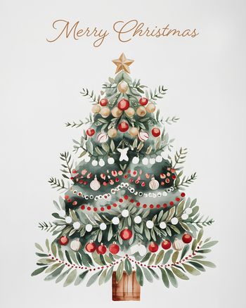 Use Watercolour Christmas tree - group festive ecard