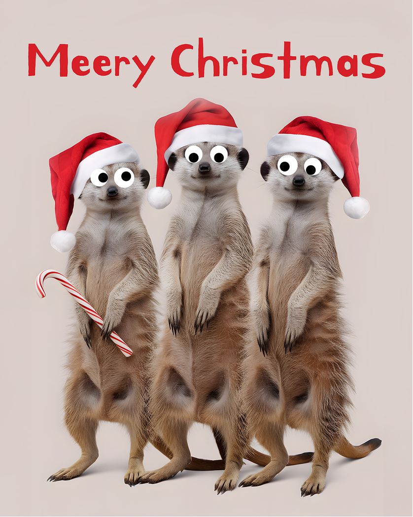 Card design "Merry meerkats - group christmas ecard"