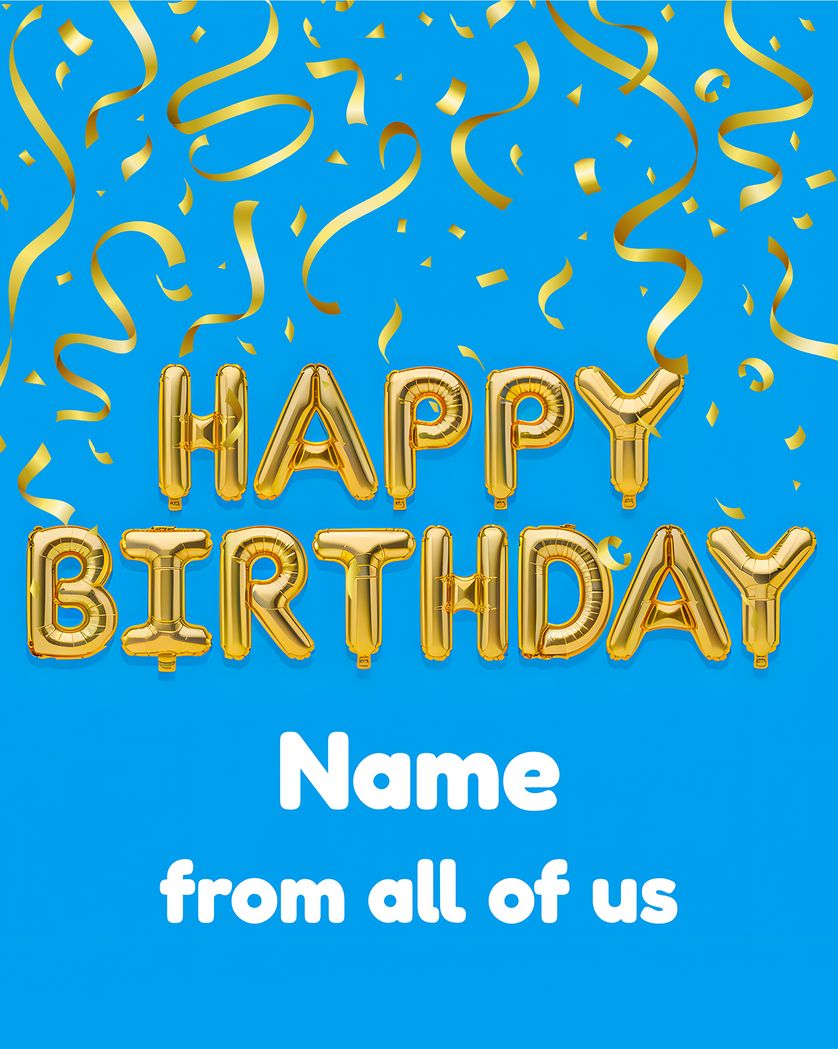 Card design "Balloons and streamers  - personalised birthday ecard"