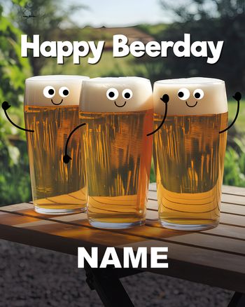 Use Happy beer - personalised birthday ecard