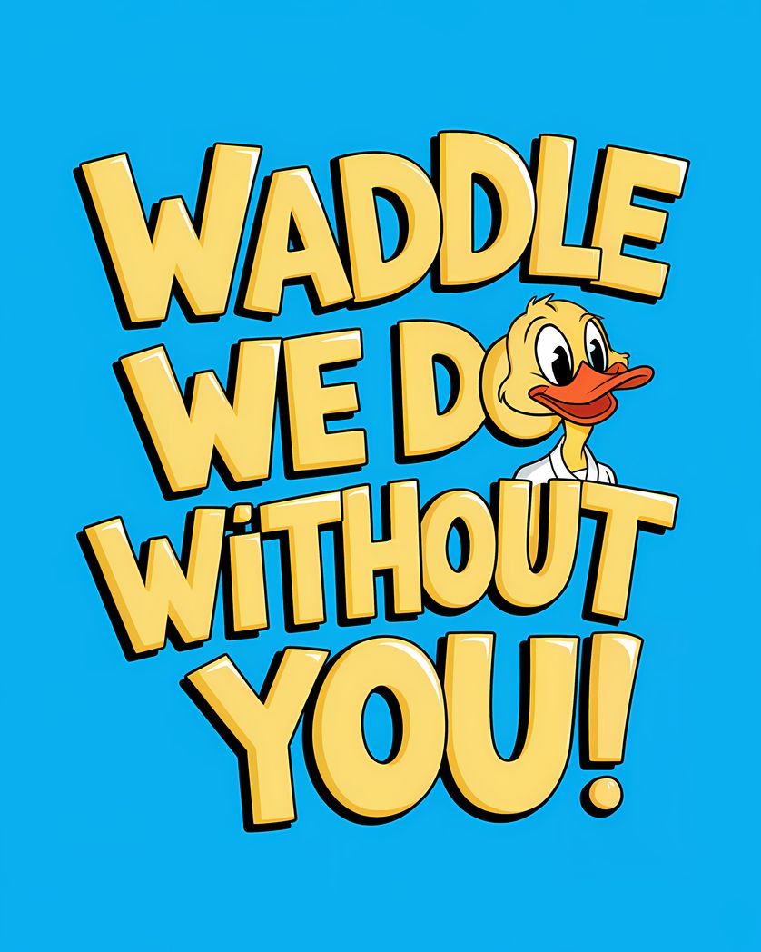 Card design "Waddle we do without you duck"