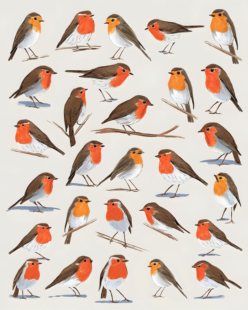 Card design "Robins - Group christmas ecard"