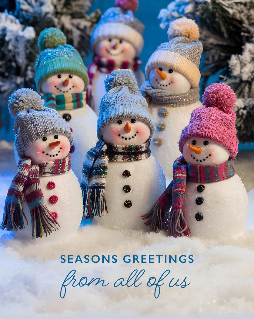 Card design "snow people - Group christmas ecard"