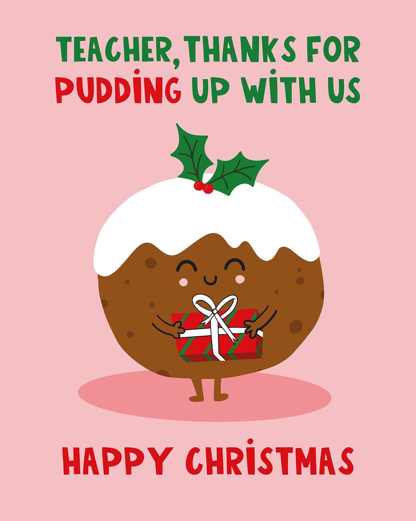 Card design "Christmas pud for teacher - group Christmas teacher card"