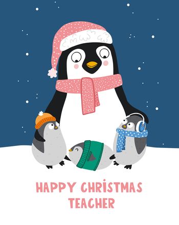 Use Penguin Teacher - group Christmas teacher ecard