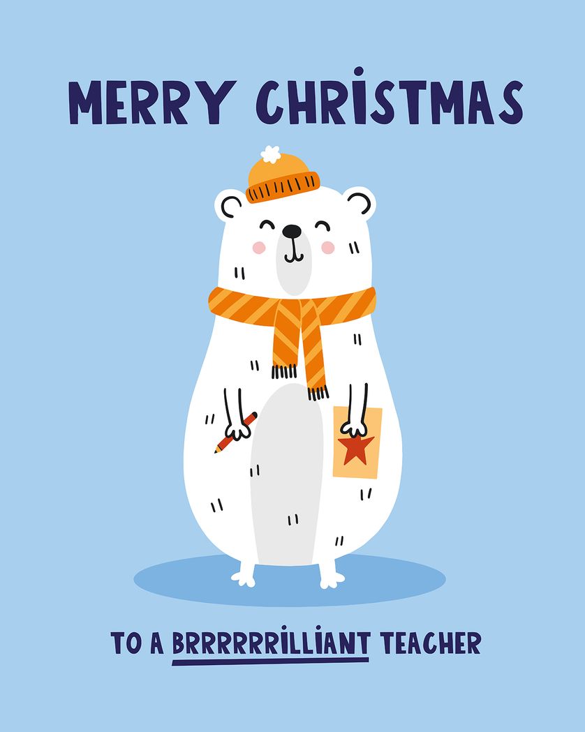 Card design "Polar bear teacher - group teacher Christmas ecard"