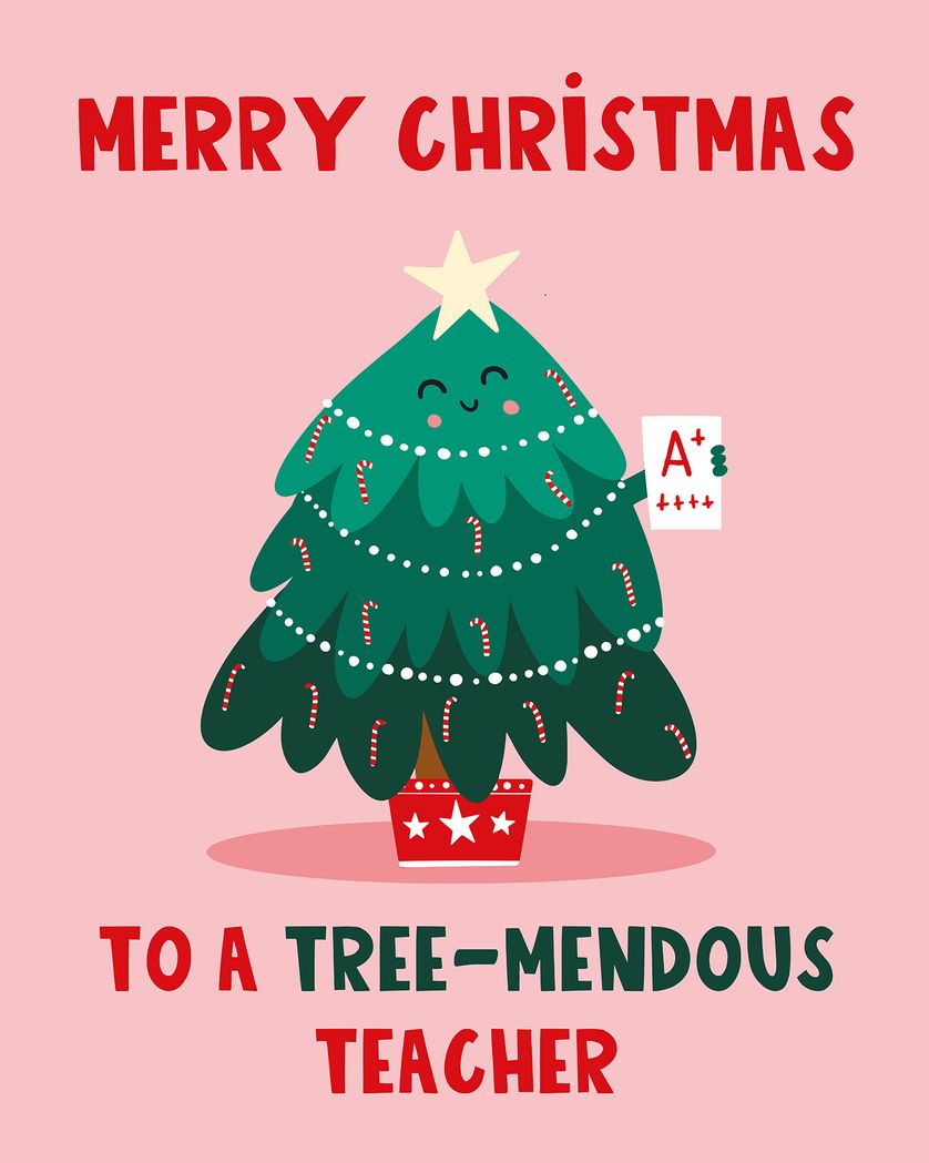 Card design "Teacher Tree - group Christmas teacher ecard"