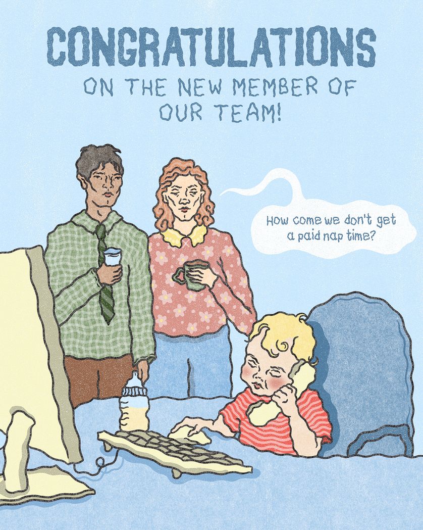 Card design "young team member - group baby ecard"