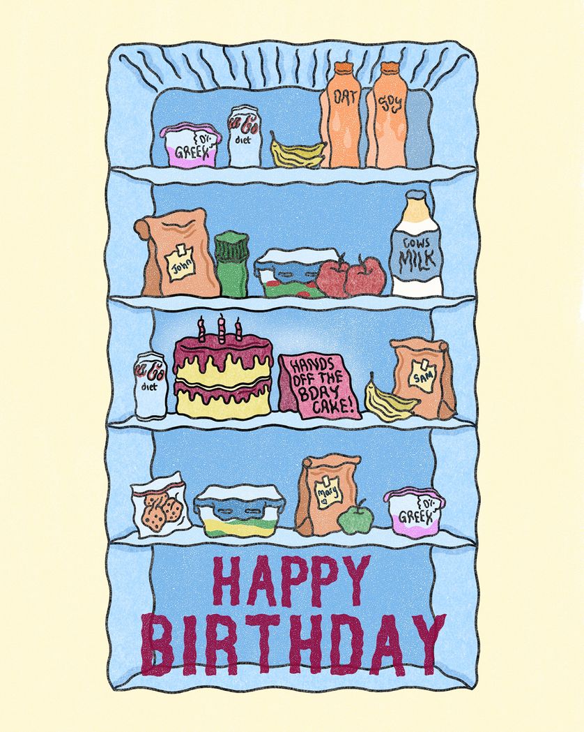 Card design "Work Fridge - group birthday ecard"