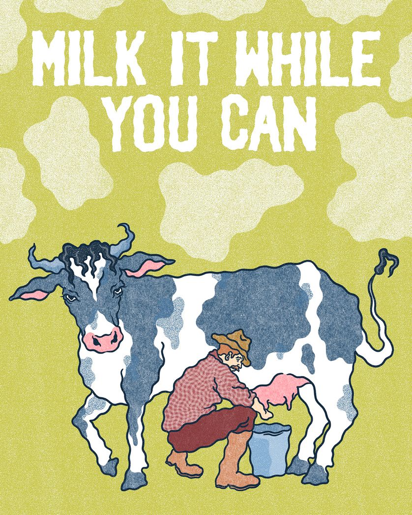 Card design "Milk it - group get well ecard"