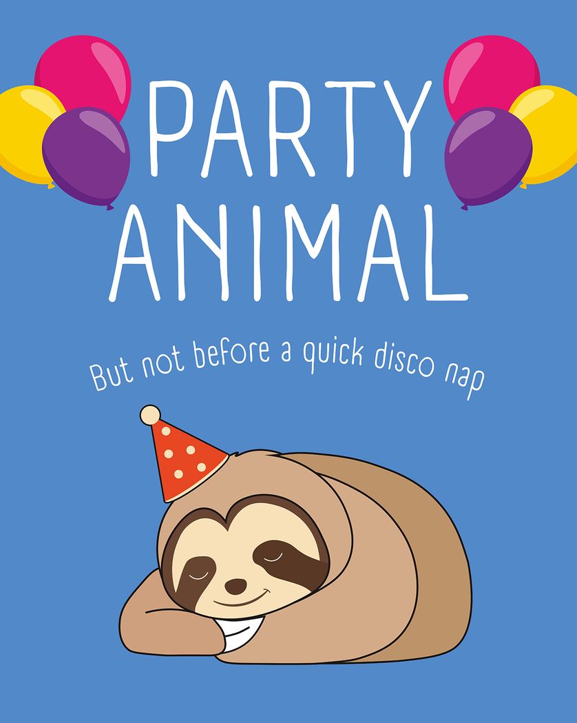 Card design "Sleepy sloth - group birthday ecard"