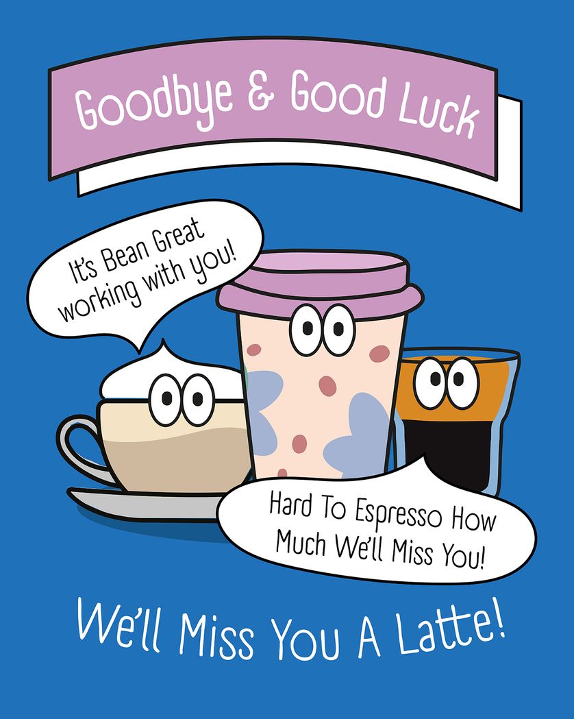 Card design "It's bean emotional - group leaving ecard"