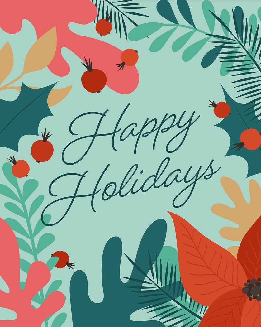 Card design "Foliage - happy holidays Christmas group leaving card"