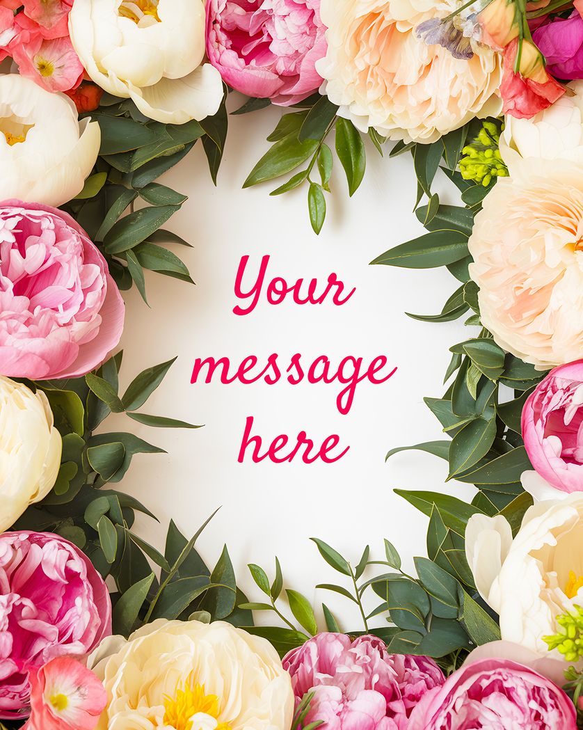 Card design "Peony border - personalised message card"