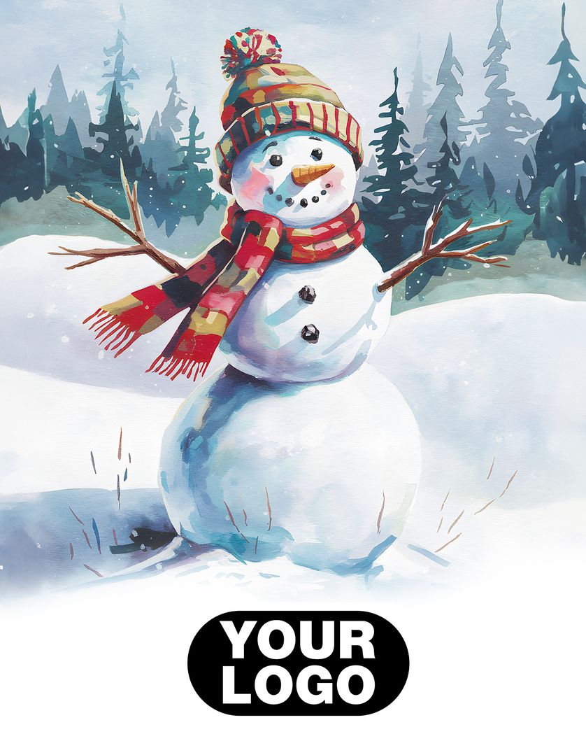 Card design "watercolour snowman - group company Christmas ecard"