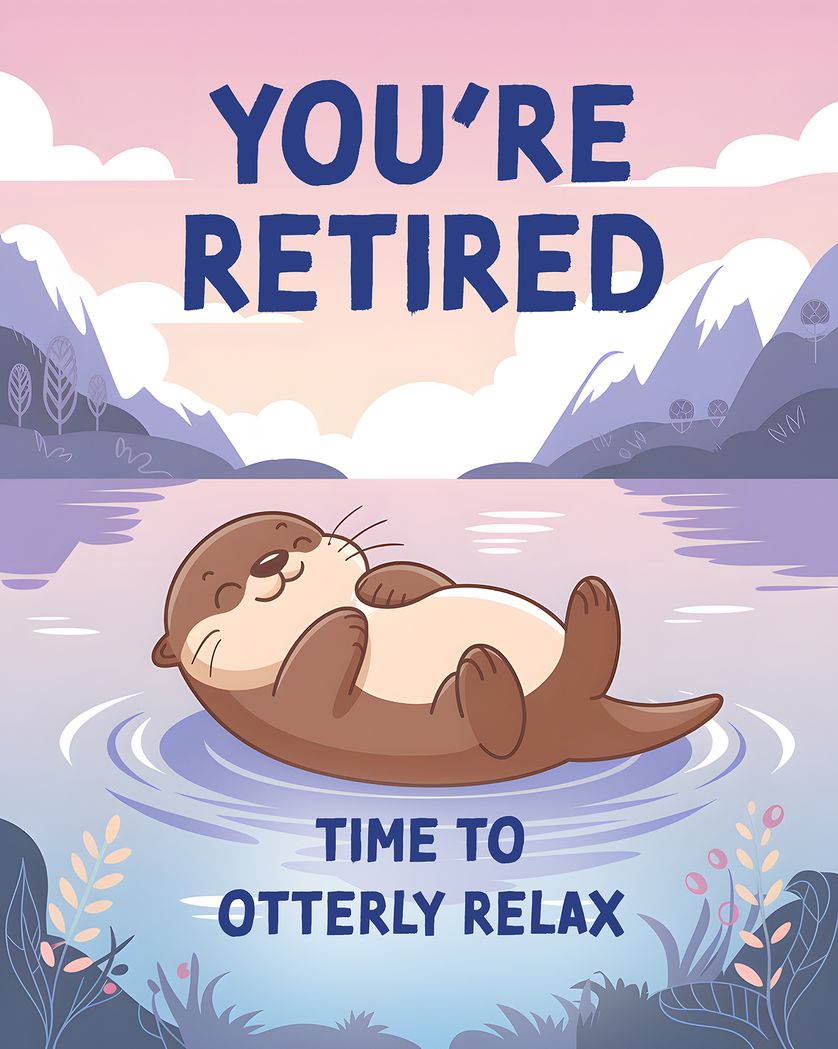 Card design "Chilled otter - group retirement ecard"