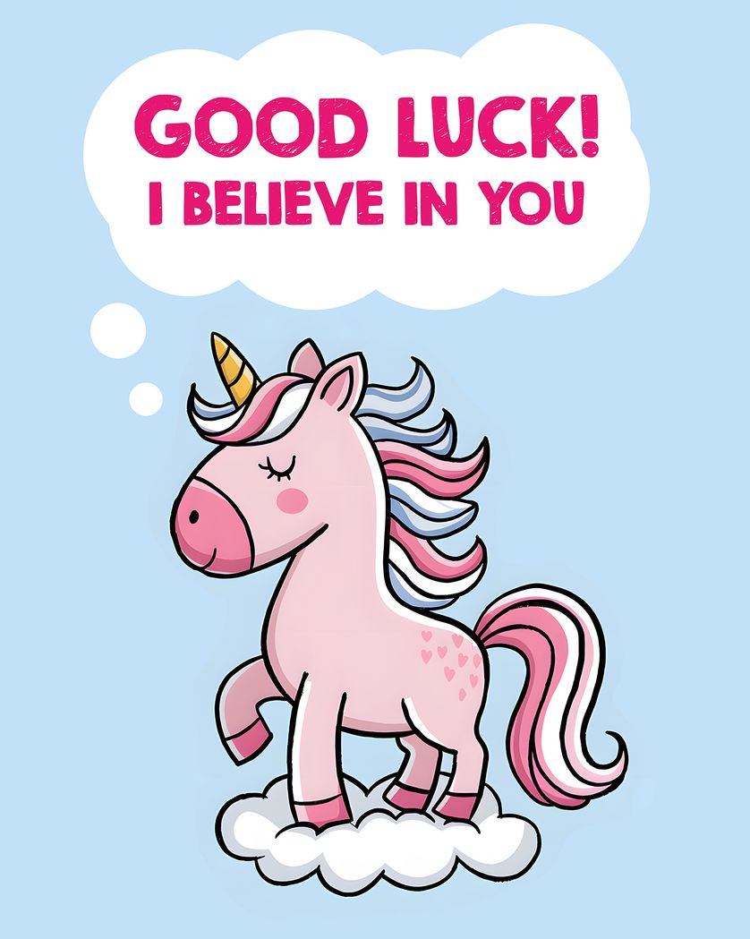 Card design "Lucky unicorn - Good luck ecard"