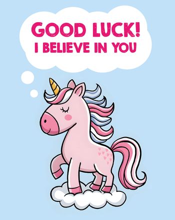 Use Lucky unicorn - Good luck ecard