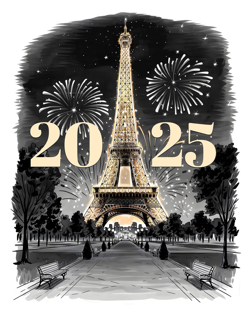 Card design "New year in Paris - group ecard"