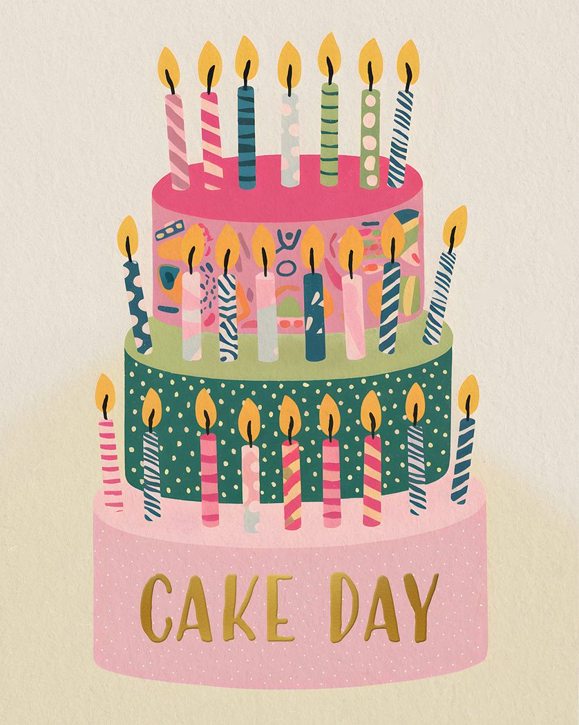 Card design "Cake Day - group Birthday ecard"