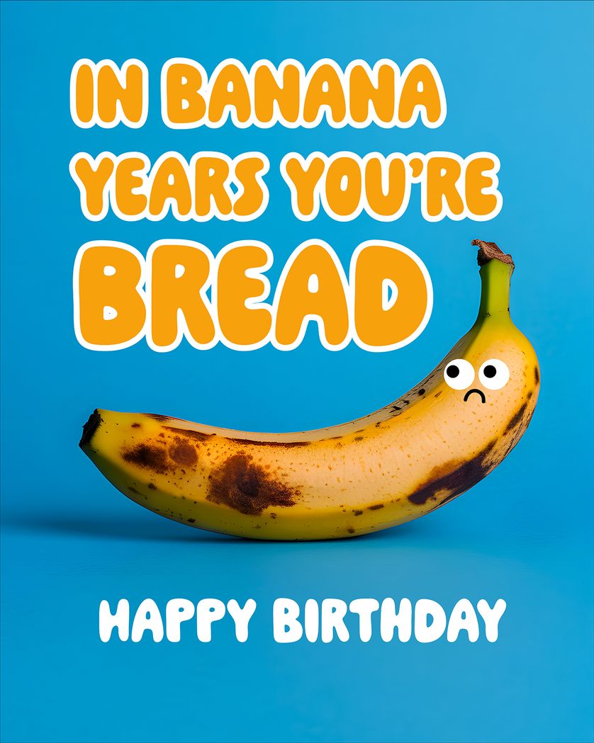 Card design "sad banana - group Birthday ecard"