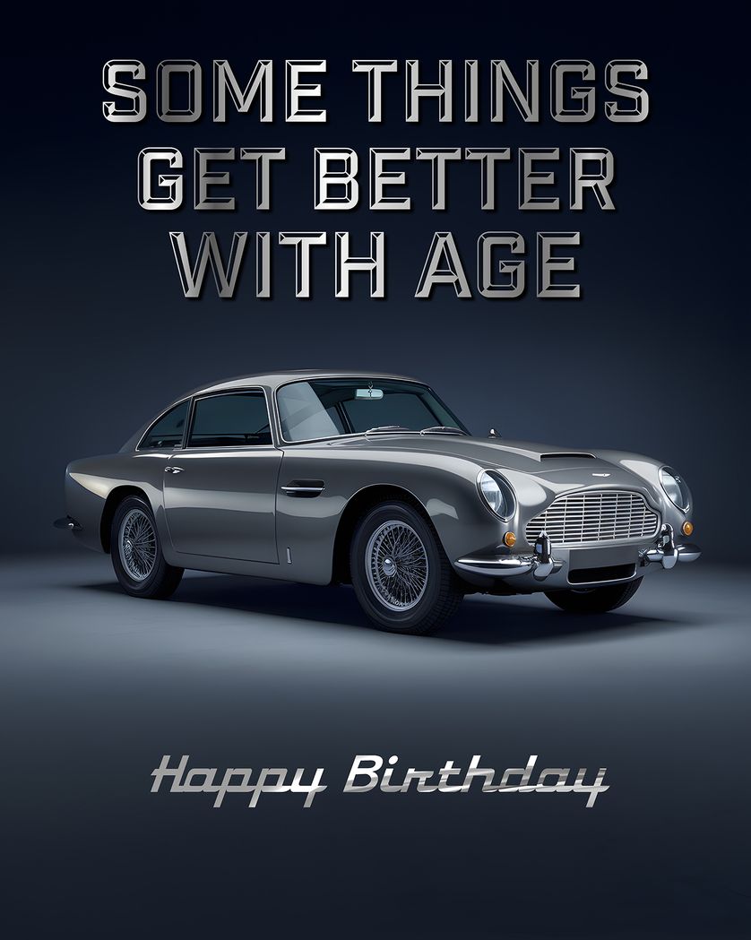 Card design "Aston Martin - group Birthday ecard"