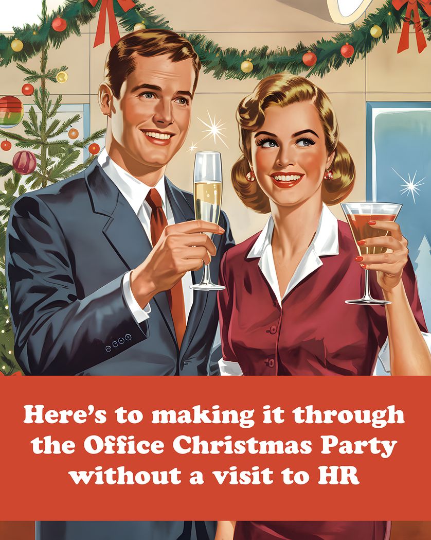 Card design "Office Party  toast - group Christmas ecard"