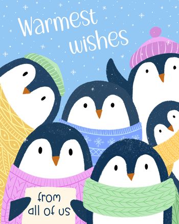 Use Cosy penguins - group Christmas ecard