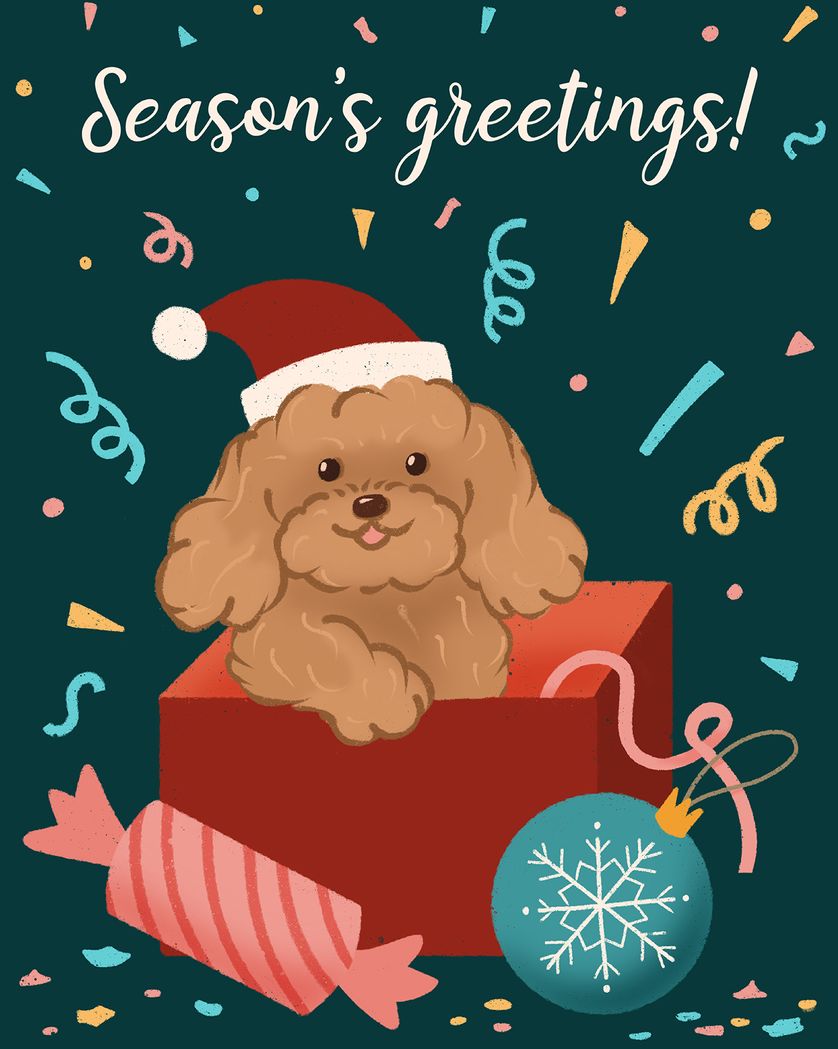 Card design "Puppy love - group Christmas card"