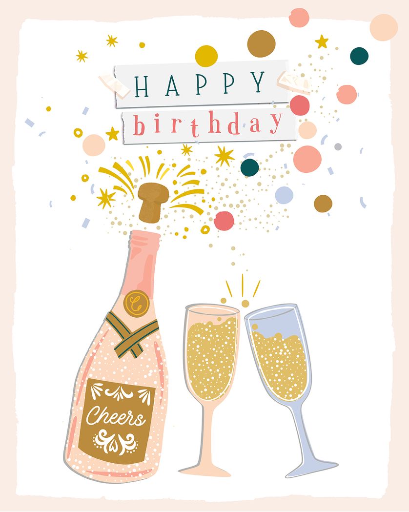 Card design "Bubbly Birthday - group ecard"