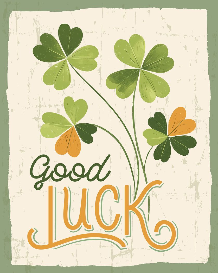 Card design "Curly Clover - group good luck ecard"