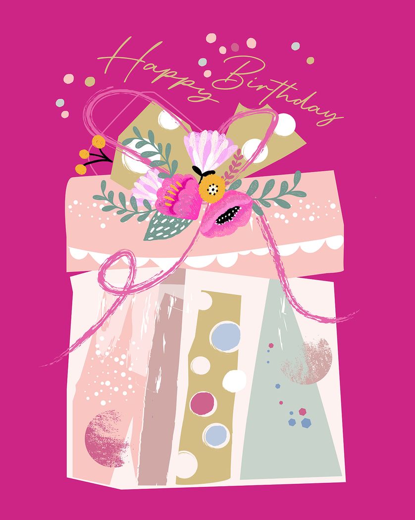 Card design "Pretty gift - group birthday ecard"