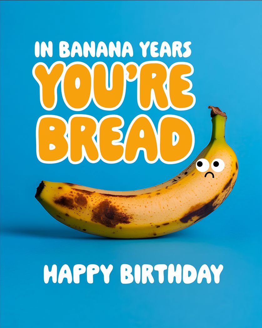 Card design "Sad banana - group Birthday ecard"