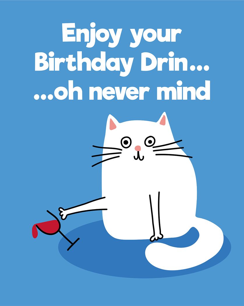 Card design "Clumsy cat - group birthday ecard"