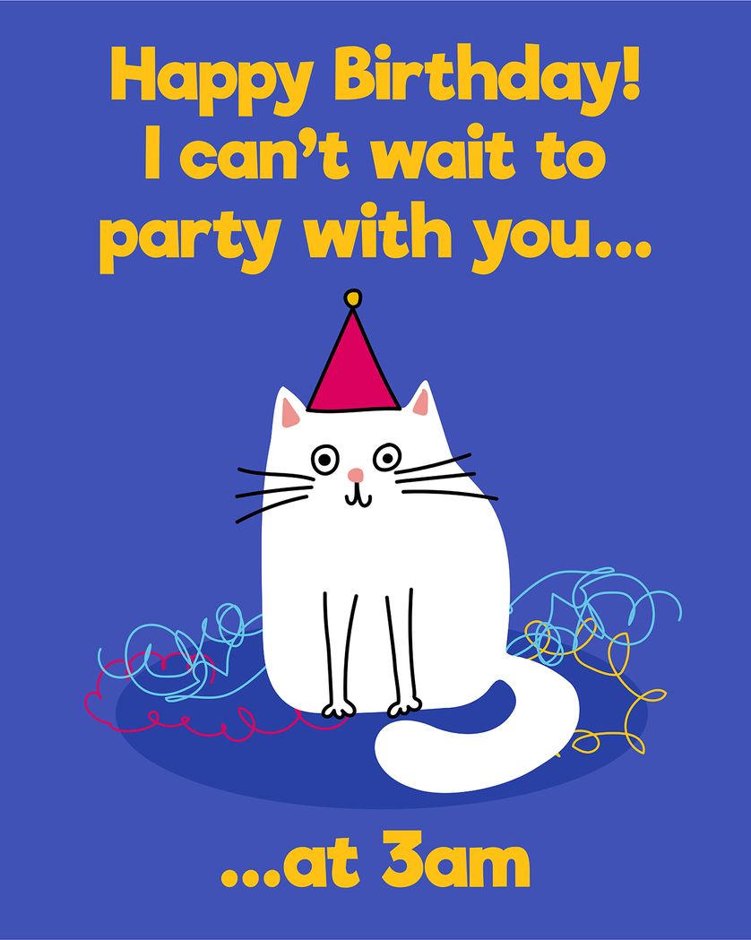 Card design "Cat party time - group birthday ecard"