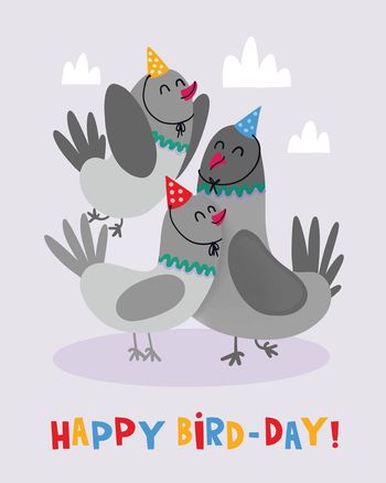 Use Party pigeons - group birthday ecard