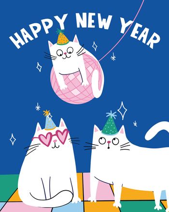 Use Party Cats  - group HNY ecard