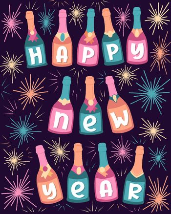 Use Bubbly New year - group festive ecard