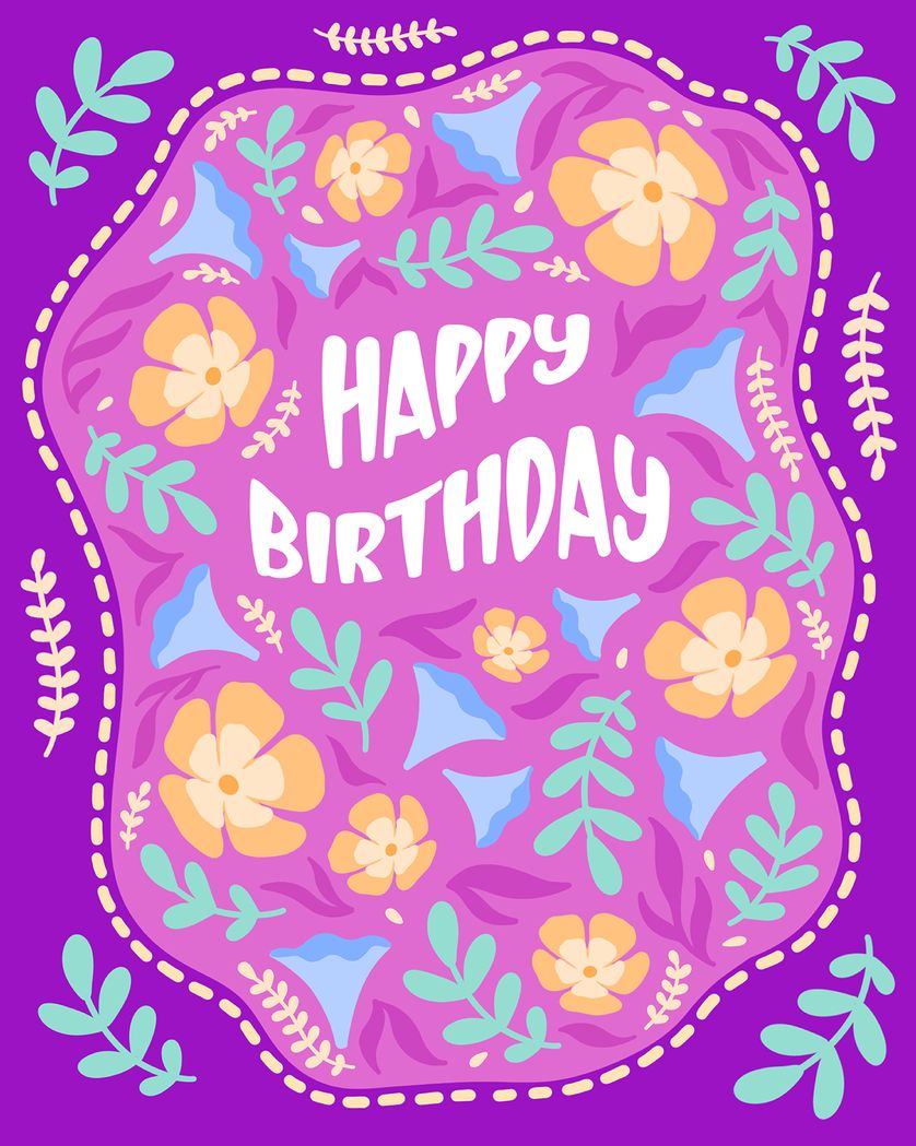 Card design "Trippy Birthday Flowers- group ecard"