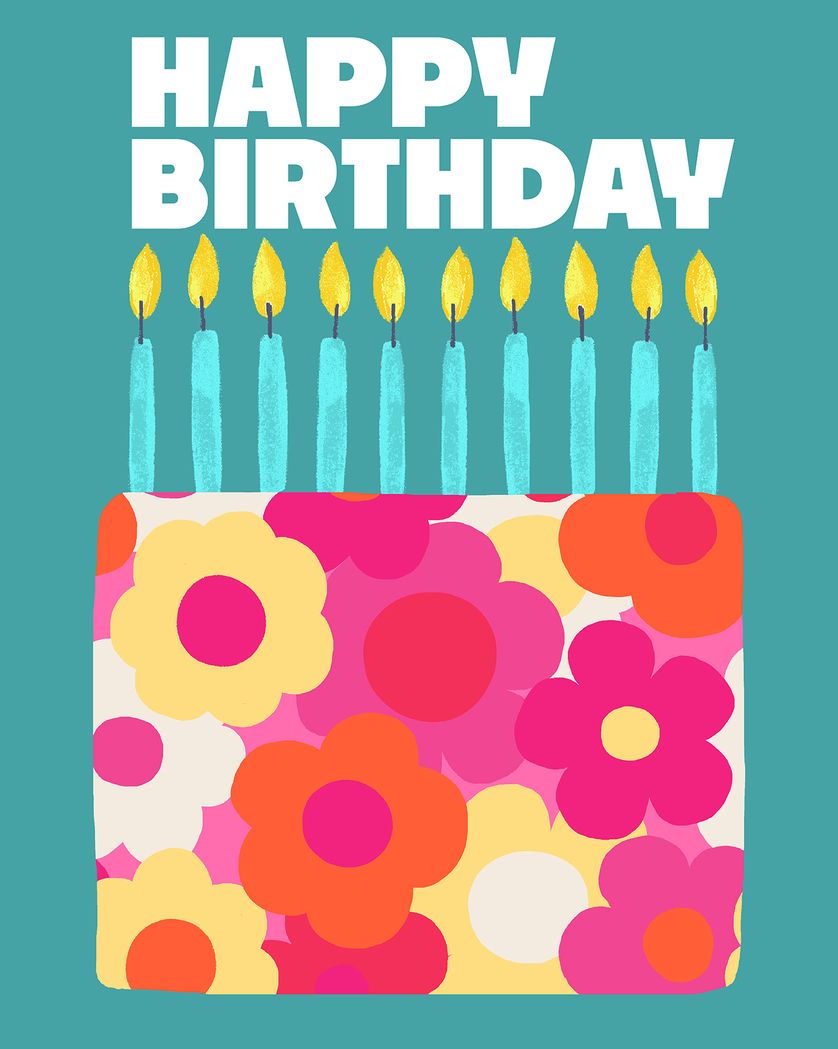 Card design "Floral Cake - group birthday ecard"