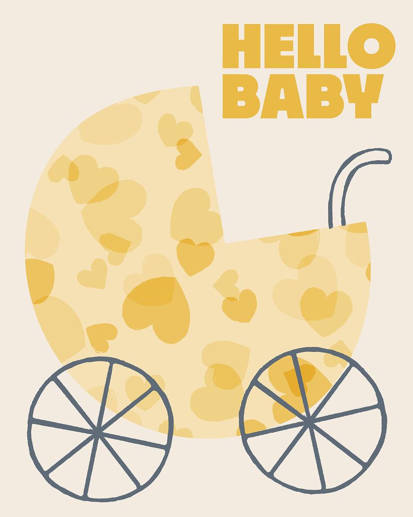 Card design "Bold pram - group new baby ecard"