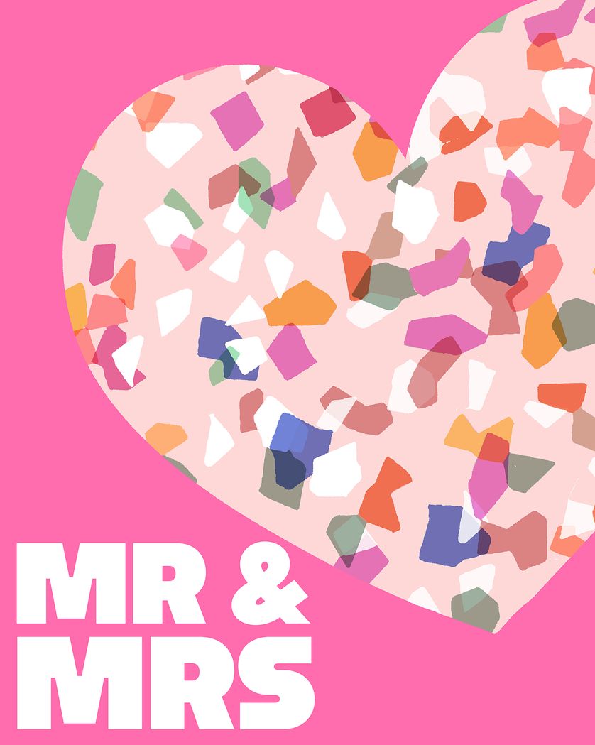 Card design "Bold terrazzo heart - group wedding ecard"