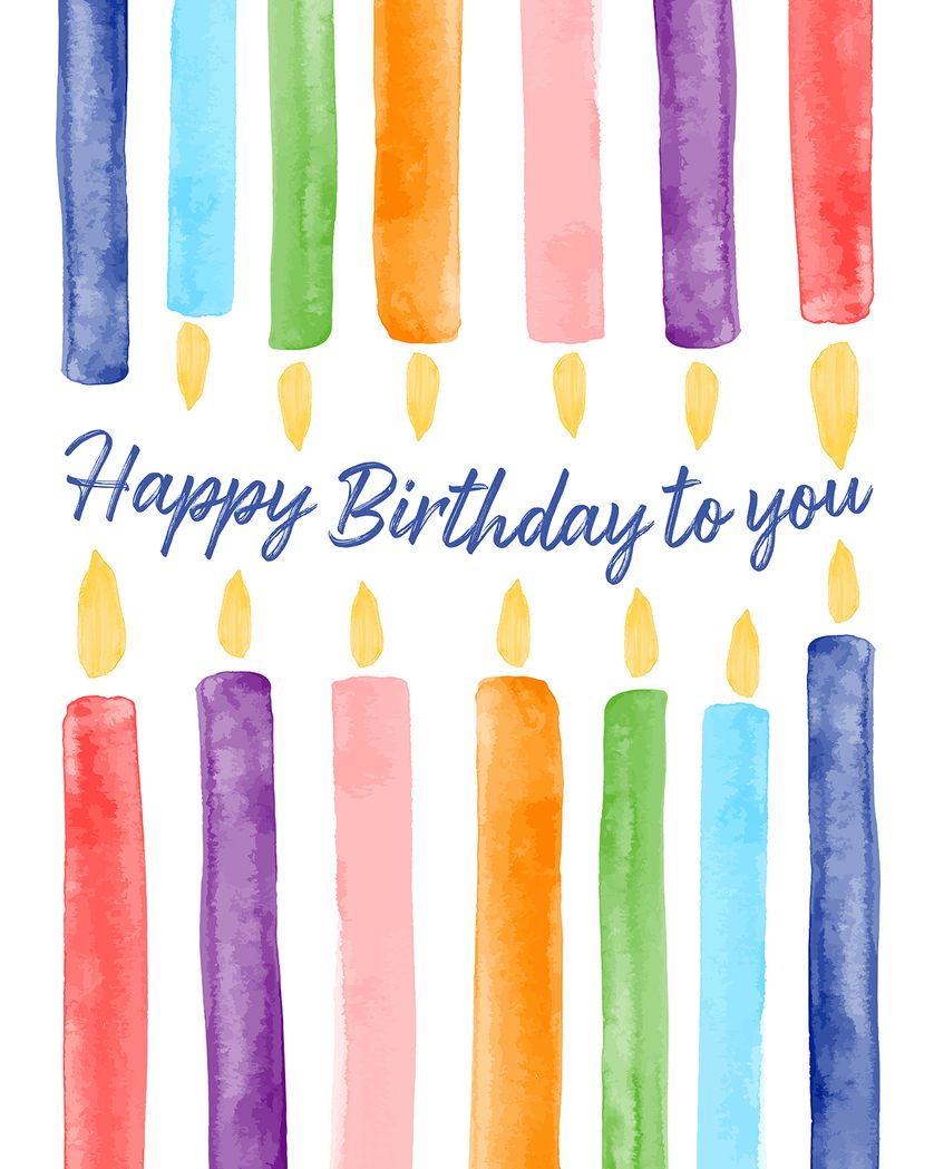 Card design "Watercolour candles - group birthday ecard"